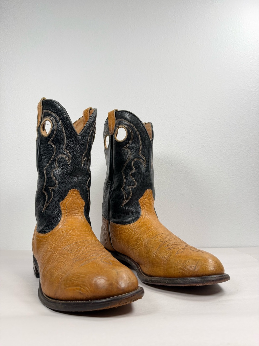 Boulet Men’s Western Boots Size 11.5 E Shrunken Bull Shoulder Made In Canada